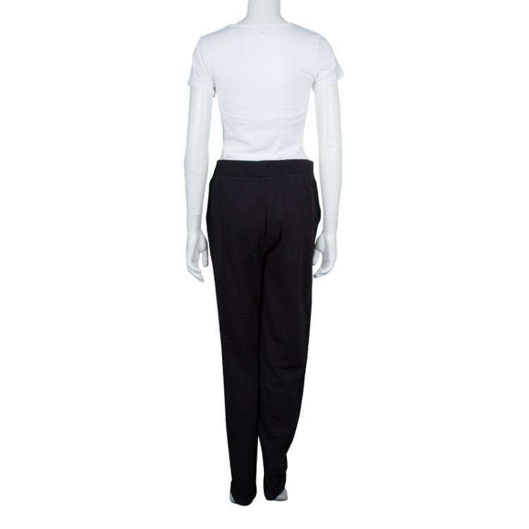 Pre Owned Boss By Hugo Boss Black Terry Cloth Applique Detail Pants L