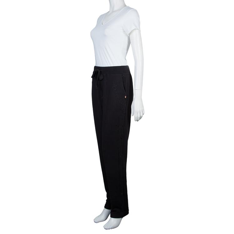 Pre Owned Boss By Hugo Boss Black Terry Cloth Applique Detail Pants L