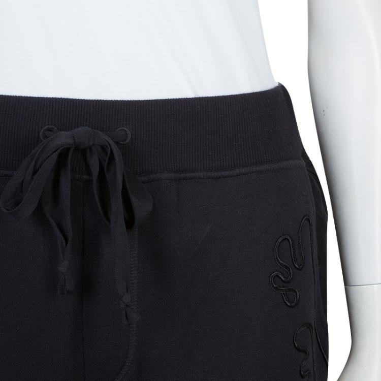 Pre Owned Boss By Hugo Boss Black Terry Cloth Applique Detail Pants L