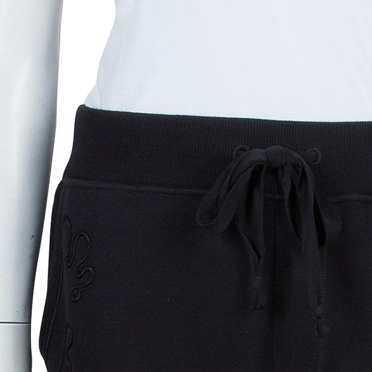 Pre Owned Boss By Hugo Boss Black Terry Cloth Applique Detail Pants L