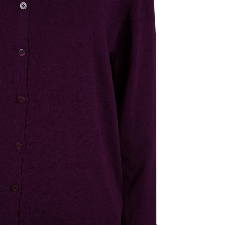 Pre Owned Boss by Hugo Boss Purple Dotted Wool Cardigan L