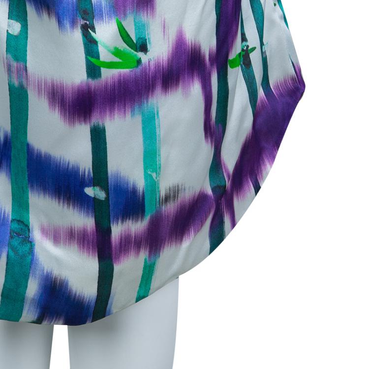 Pre Owned Boss by Hugo Boss White Silk Multicolor Printed Front Crossover Dress M