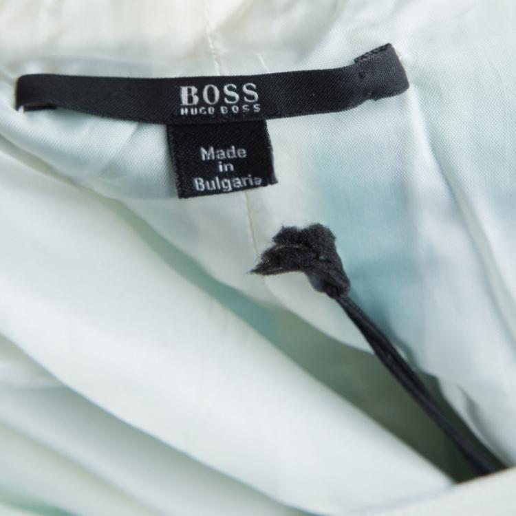 Pre Owned Boss by Hugo Boss White Silk Multicolor Printed Front Crossover Dress M