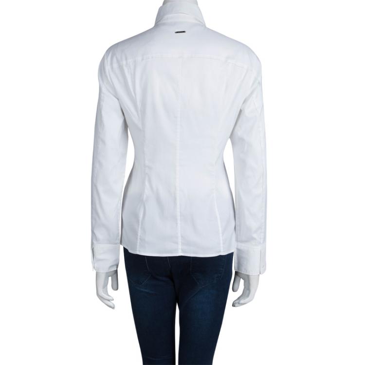 مملوكة مسبقًا Boss by Hugo Boss White Fitted Cotton Shirt S