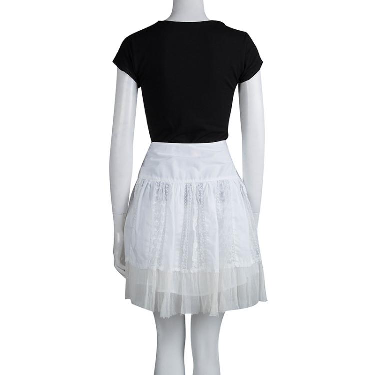 مملوكة مسبقًا Boss By Hugo Boss White  Embroidered Mini A- Line Skirt M