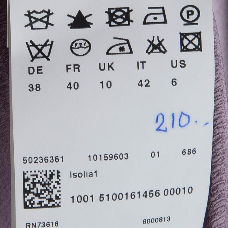 مملوكة مسبقًا Boss By Hugo Boss Lilac Pleated Neckline Long Sleeve Top M