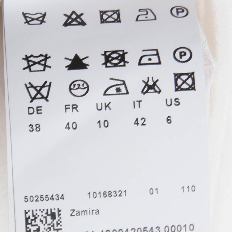 Pre Owned Boss By Hugo Boss Off White Silk Front Detail Long Sleeve Top M