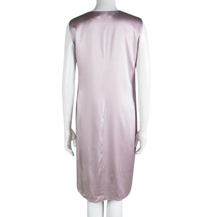 Pre Owned Boss By Hugo Boss Pale Purple Silk Draped Sleeveless Doresa Dress M