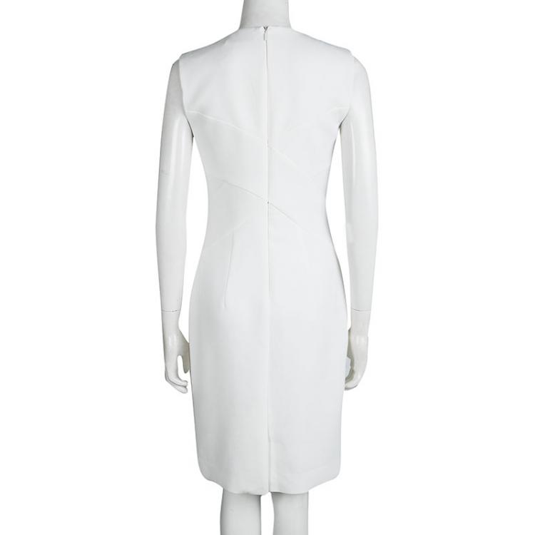 Pre Owned Boss By Hugo Boss White Sleeveless Sheath Dress S