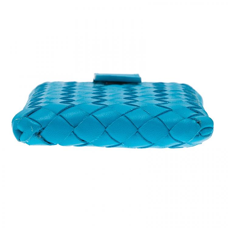 Pre Owned Bottega Veneta Turquoise Intrecciato Phone Case