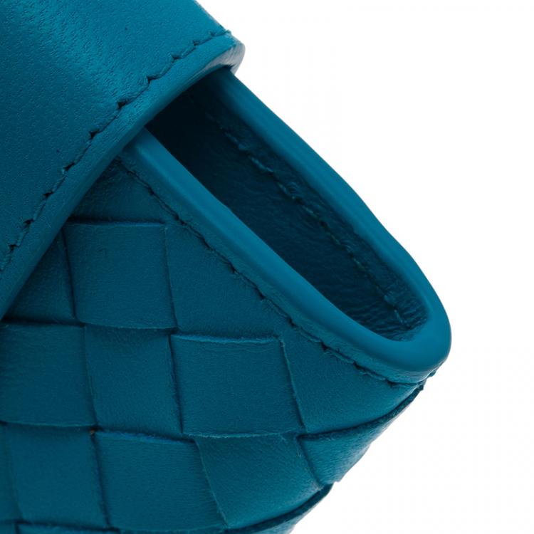 Pre Owned Bottega Veneta Turquoise Intrecciato Phone Case