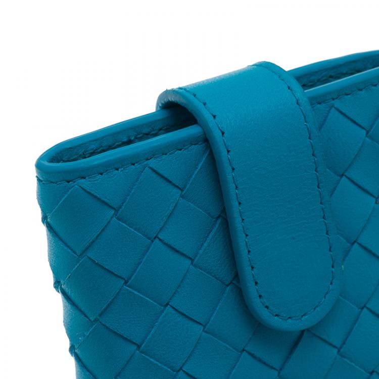 Pre Owned Bottega Veneta Turquoise Intrecciato Phone Case