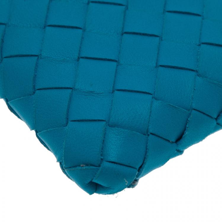 Pre Owned Bottega Veneta Turquoise Intrecciato Phone Case