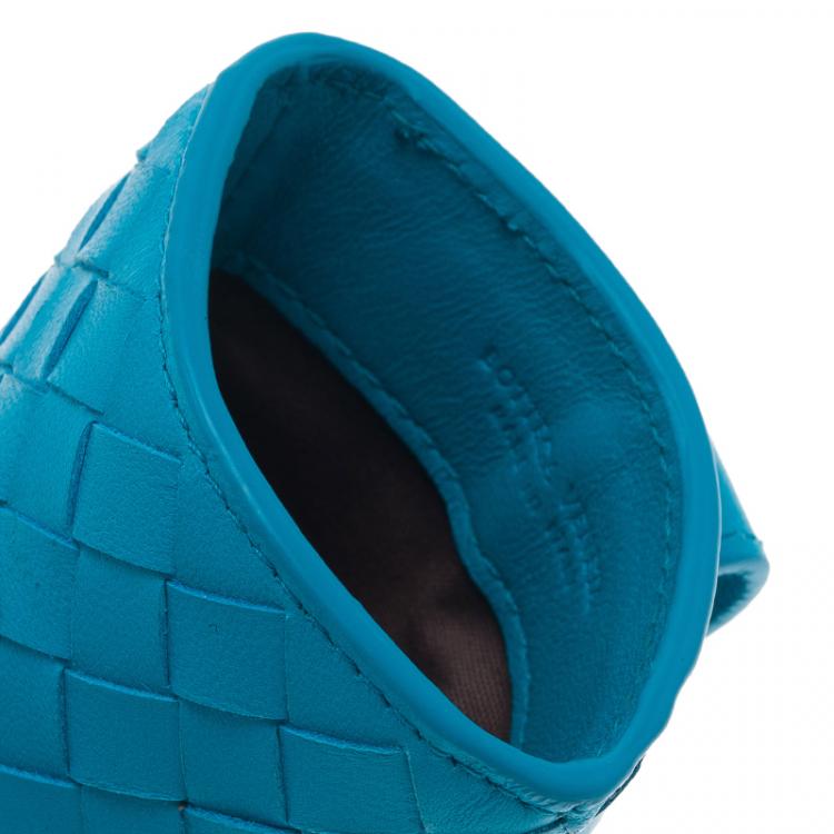 Pre Owned Bottega Veneta Turquoise Intrecciato Phone Case