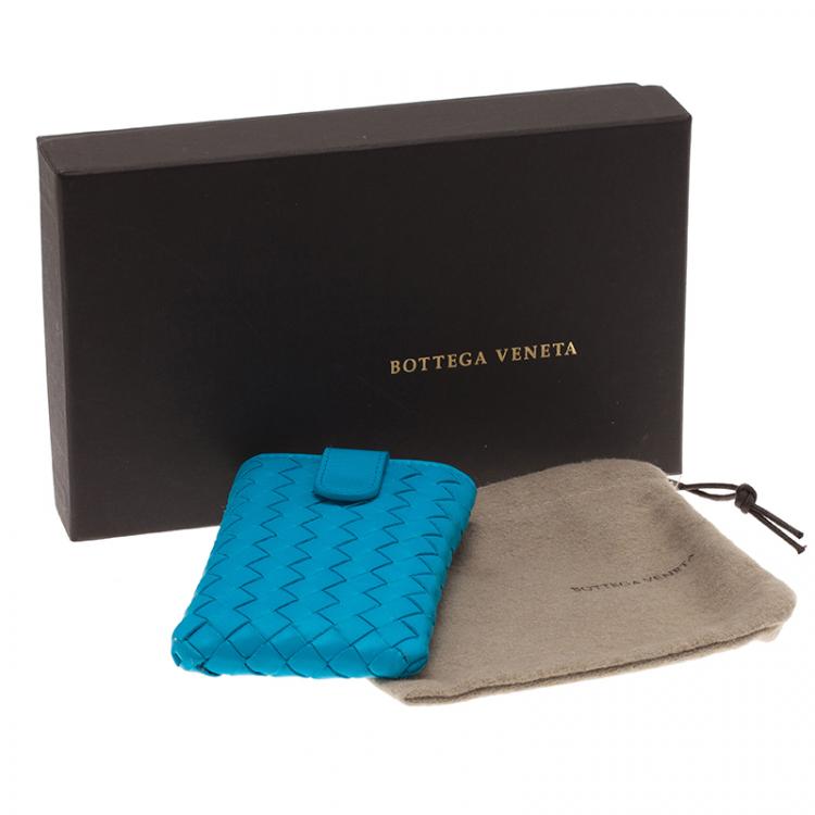Pre Owned Bottega Veneta Turquoise Intrecciato Phone Case
