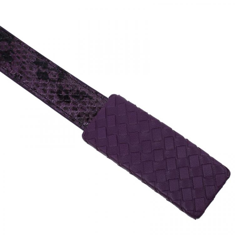 Pre Owned Bottega Veneta Purple Watersnake Belt 85CM