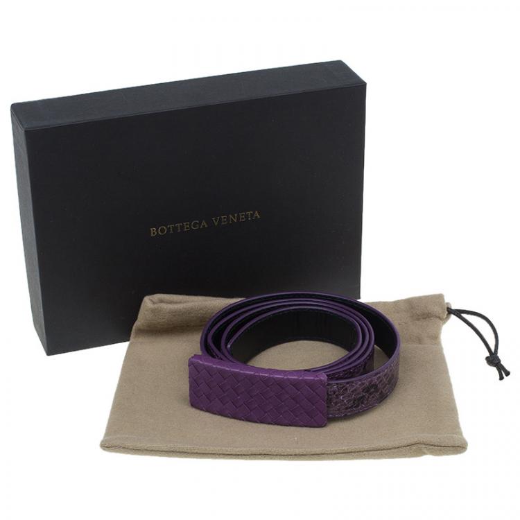 Pre Owned Bottega Veneta Purple Watersnake Belt 85CM