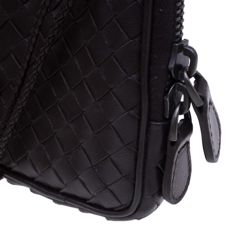 Pre Owned Bottega Veneta Brown Intrecciato High Tech Holder