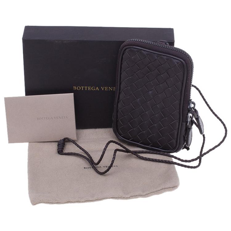 Pre Owned Bottega Veneta Brown Intrecciato High Tech Holder