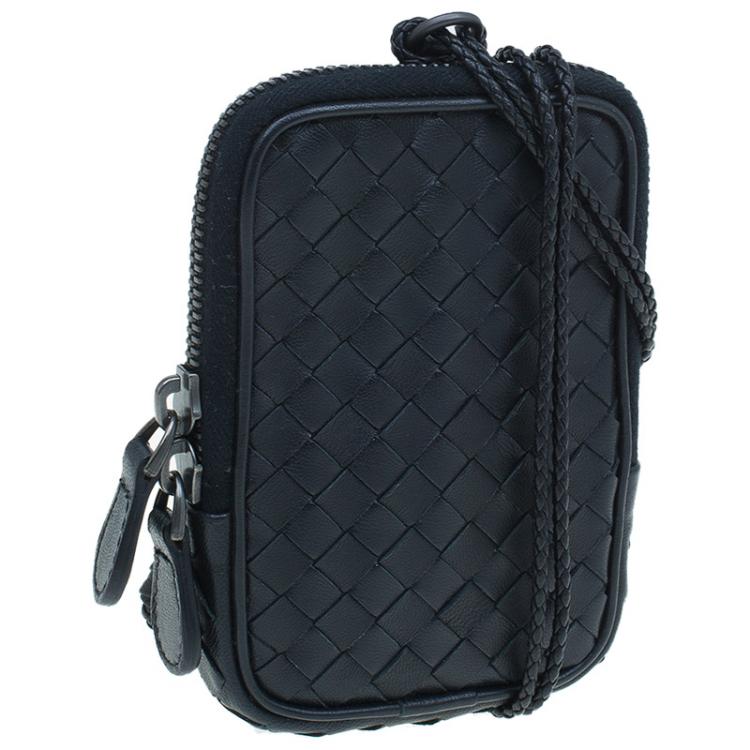 Pre Owned Bottega Veneta Black Intrecciato High Tech Holder