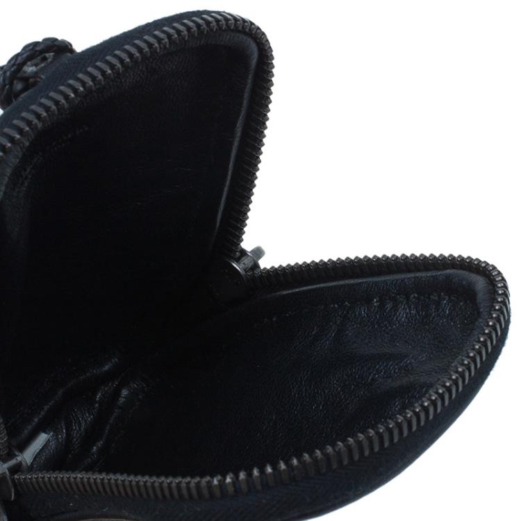 Pre Owned Bottega Veneta Black Intrecciato High Tech Holder