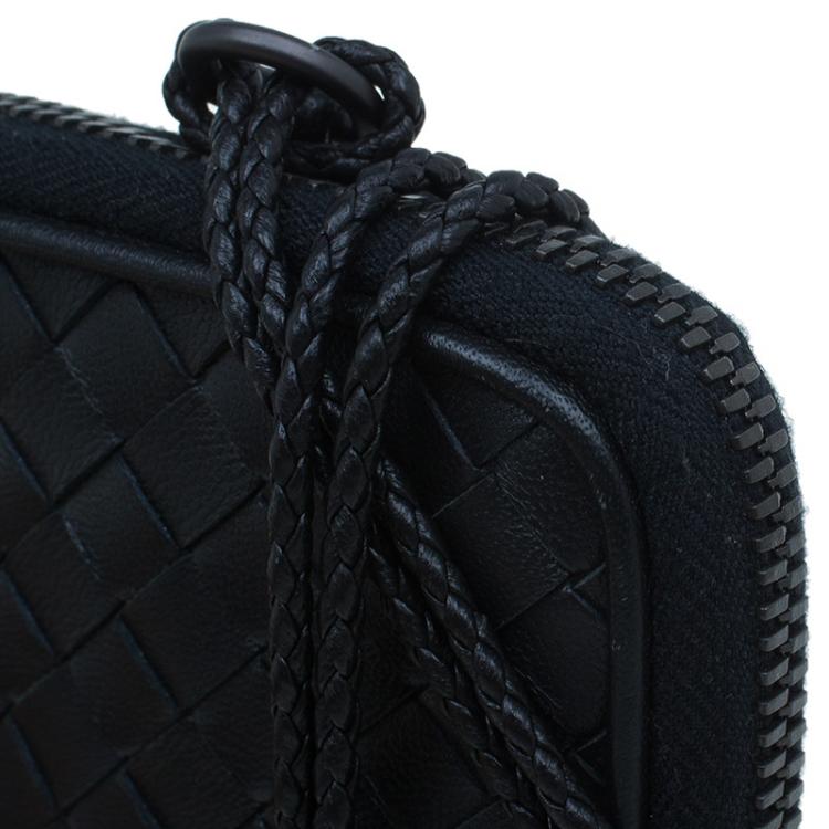 Pre Owned Bottega Veneta Black Intrecciato High Tech Holder