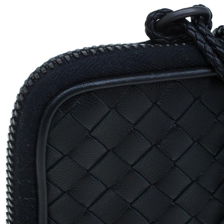 Pre Owned Bottega Veneta Black Intrecciato High Tech Holder