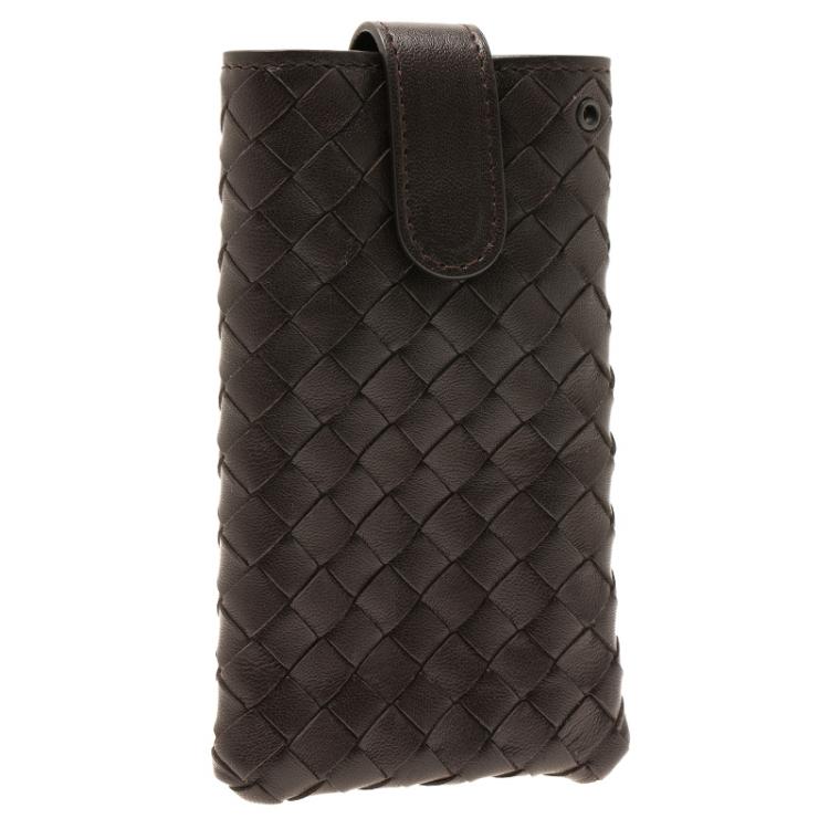 Pre Owned Bottega Veneta Brown Intrecciato Nappa iPhone 5 Case