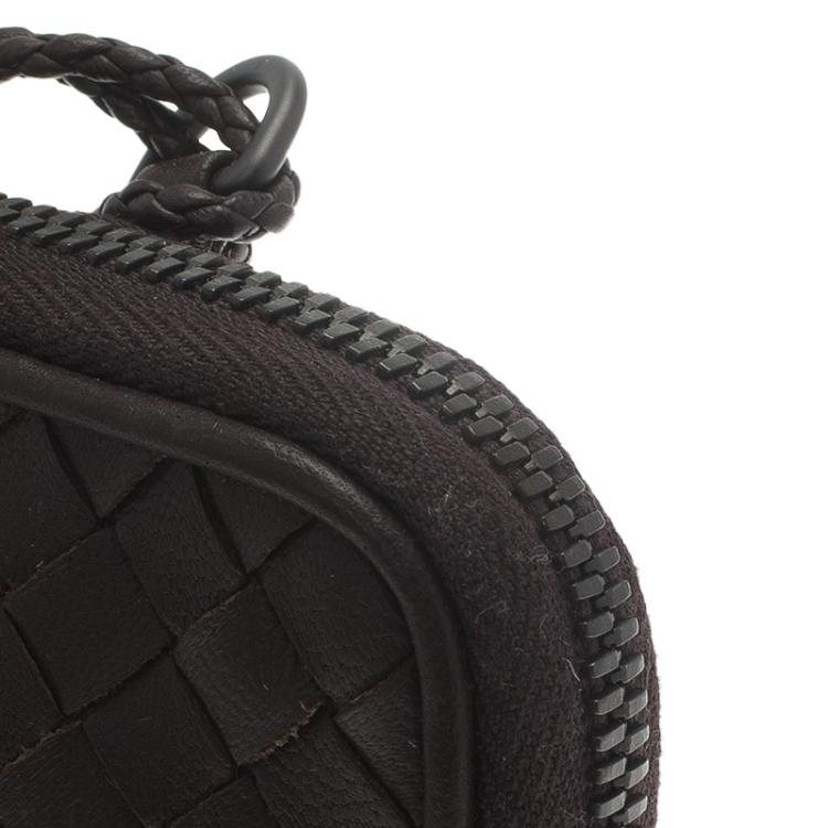 Pre Owned Bottega Veneta Brown Intrecciato High Tech Holder