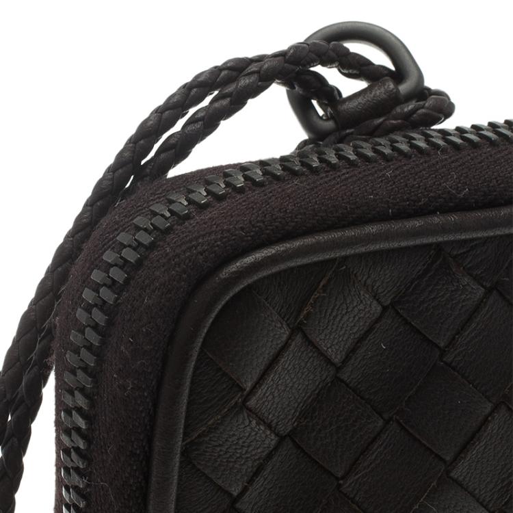 Pre Owned Bottega Veneta Brown Intrecciato High Tech Holder
