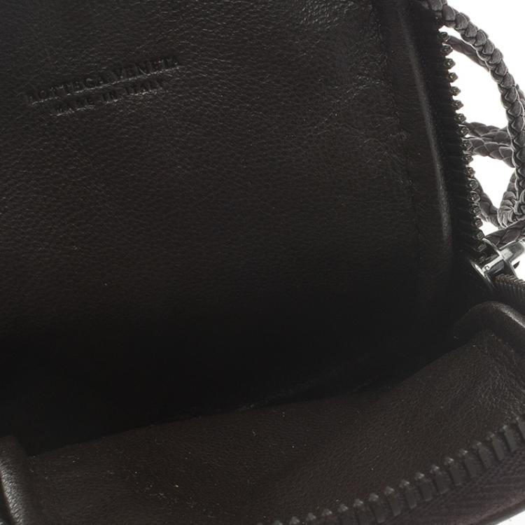 Pre Owned Bottega Veneta Brown Intrecciato High Tech Holder