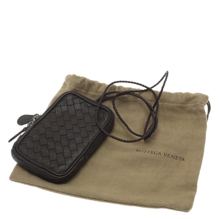 Pre Owned Bottega Veneta Brown Intrecciato High Tech Holder
