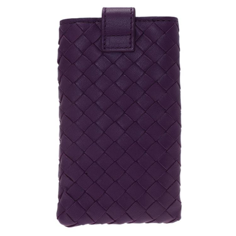 Pre Owned Bottega Veneta Purple Intrecciato Nappa iPhone 5 Case
