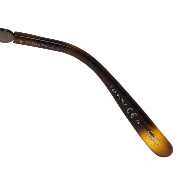 Pre Owned Bottega Veneta Tortoise Frame B.V.279 Cat Eye Round Sunglasses