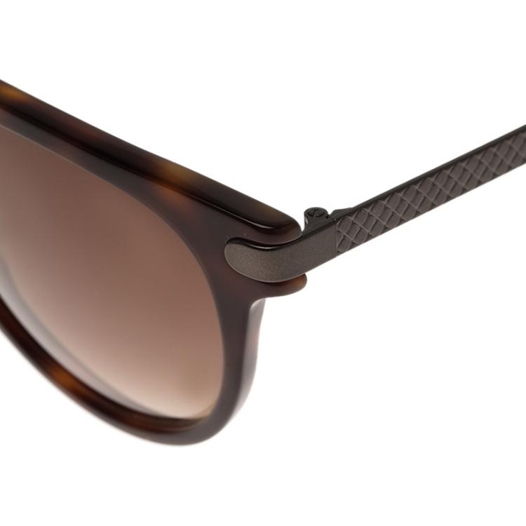 Pre Owned Bottega Veneta Tortoise Frame B.V.279 Cat Eye Round Sunglasses
