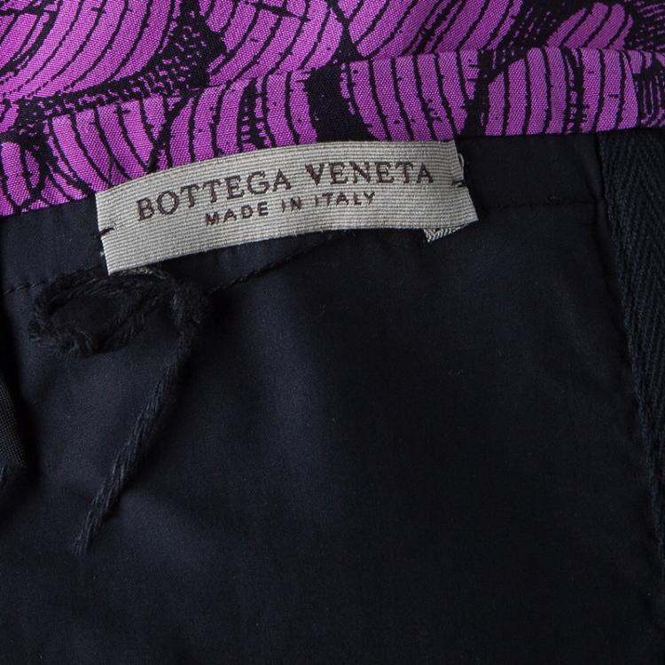 Pre Owned Bottega Veneta Purple Chrysanthemum Print Silk Bandeau Dress S