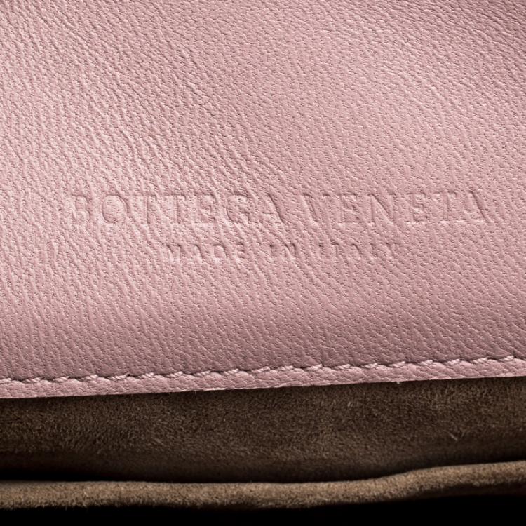 Pre Owned Bottega Venetta Desert Rose Nappa Intrecciato Leather Mezzaluna Bag