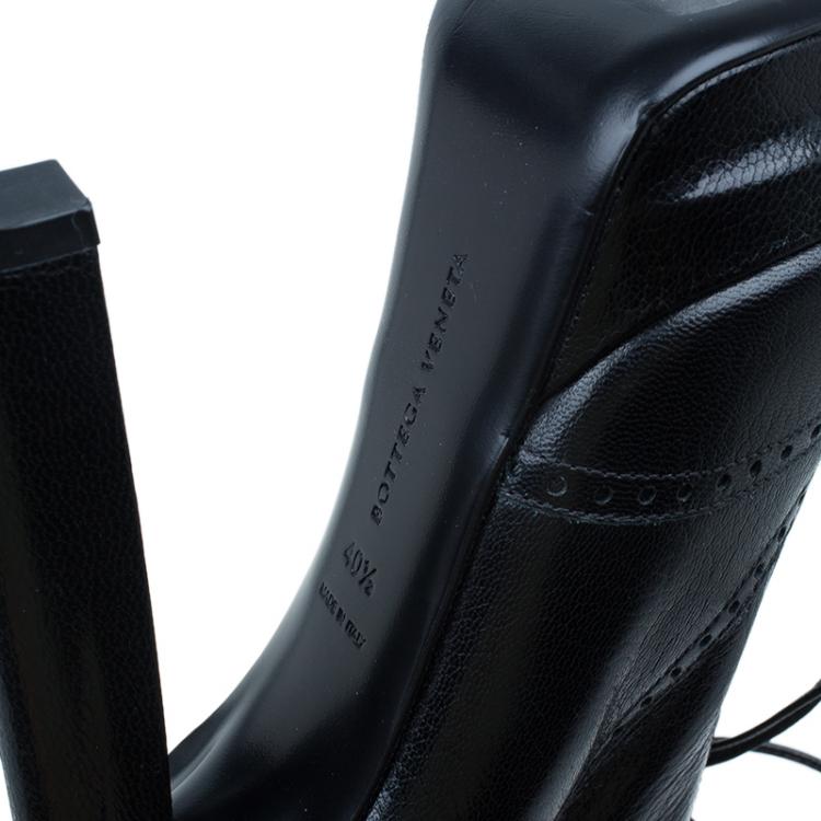 Pre Owned Bottega Veneta Black Leather Brogue Ankle Boots Size 40.5