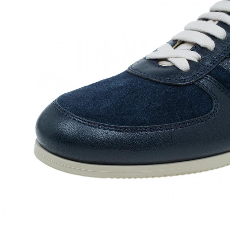 Pre Owned Bottega Veneta Blue Intrecciato Sneakers Size 38