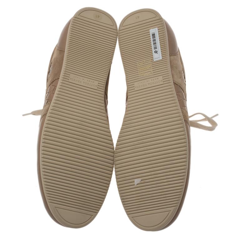 Pre Owned Bottega Veneta Beige Suede and Leather Butterfly Sneakers Size 41