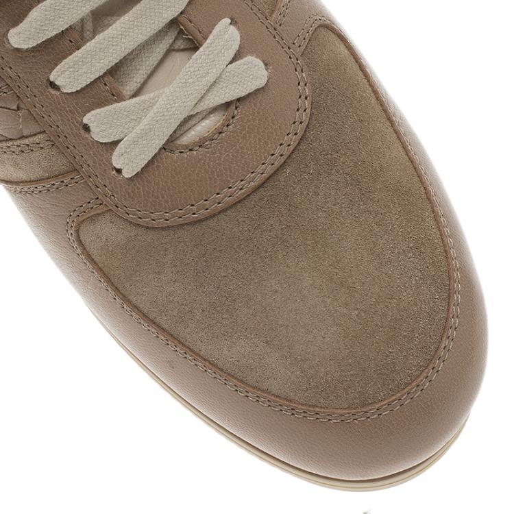 Pre Owned Bottega Veneta Beige Suede and Leather Butterfly Sneakers Size 41