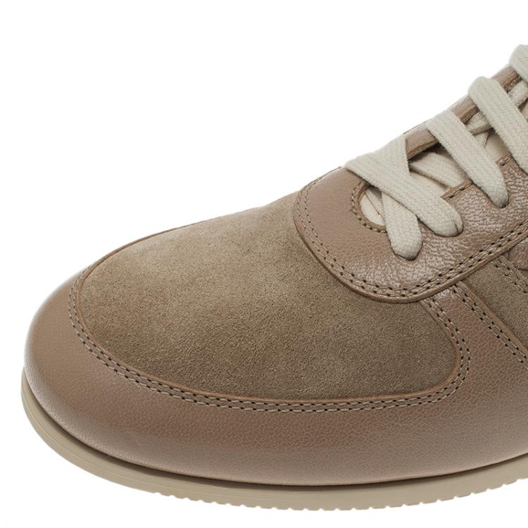 Pre Owned Bottega Veneta Beige Suede and Leather Butterfly Sneakers Size 41
