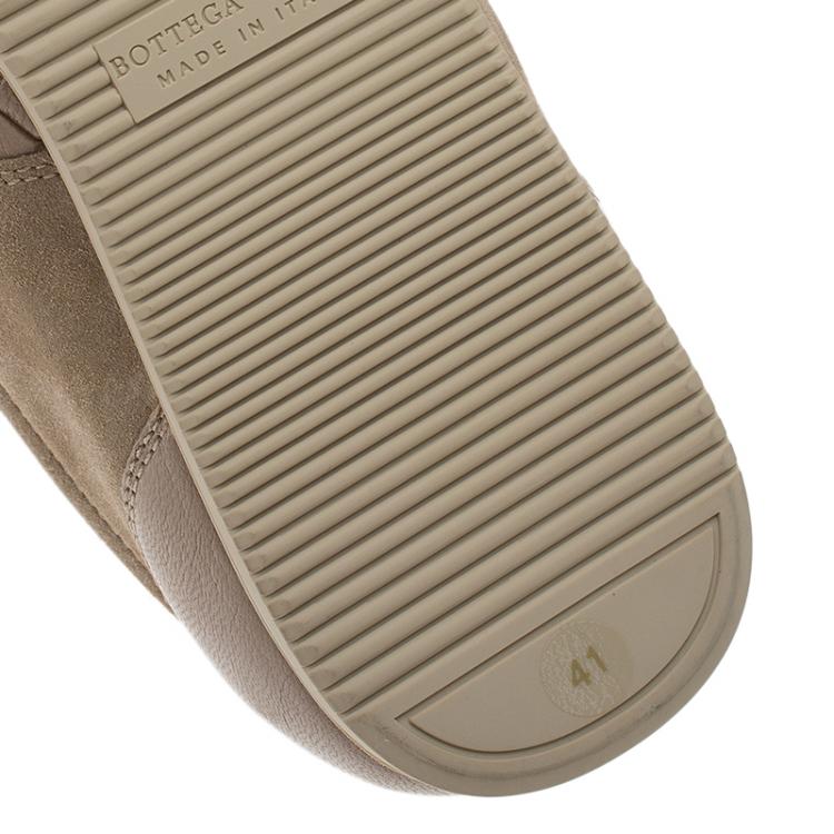 Pre Owned Bottega Veneta Beige Suede and Leather Butterfly Sneakers Size 41