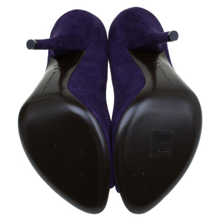 Pre Owned Bottega Veneta Purple Suede Peep Toe Pumps Size 39