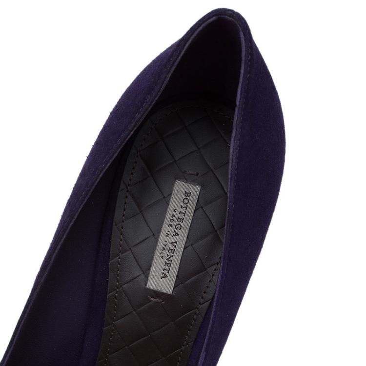 Pre Owned Bottega Veneta Purple Suede Peep Toe Pumps Size 39