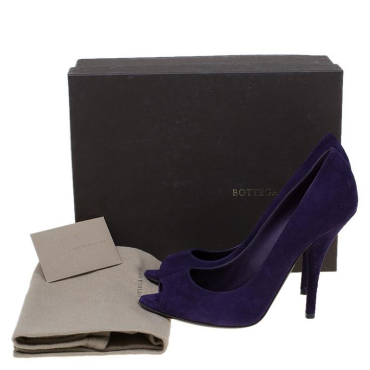 Pre Owned Bottega Veneta Purple Suede Peep Toe Pumps Size 39