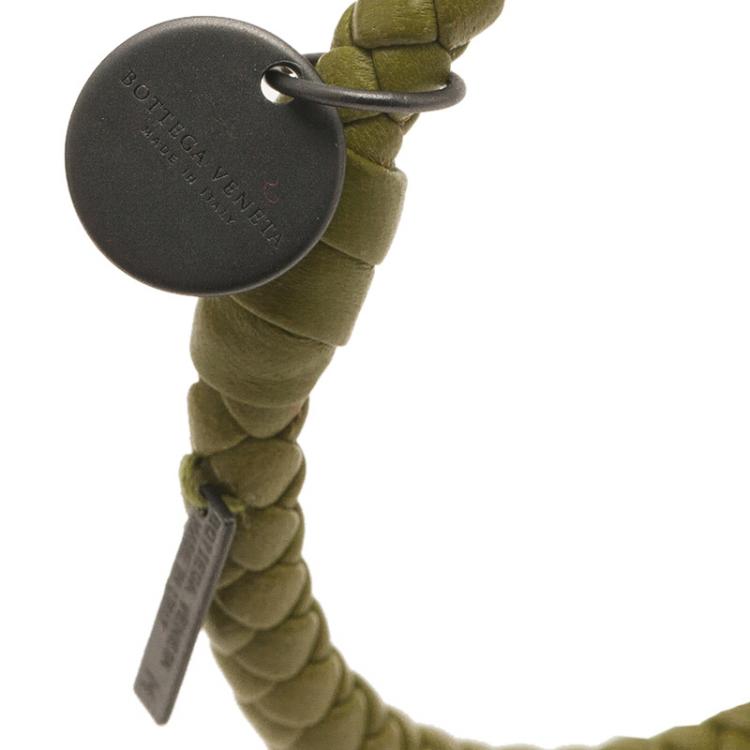 Pre Owned Bottega Veneta Green Intrecciato Nappa Leather Bracelet