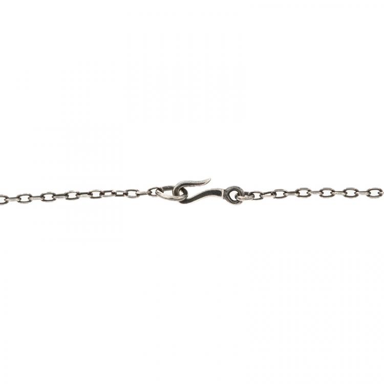 Pre Owned Bottega Veneta Intrecciato Double Circle Silver Pendant Necklace