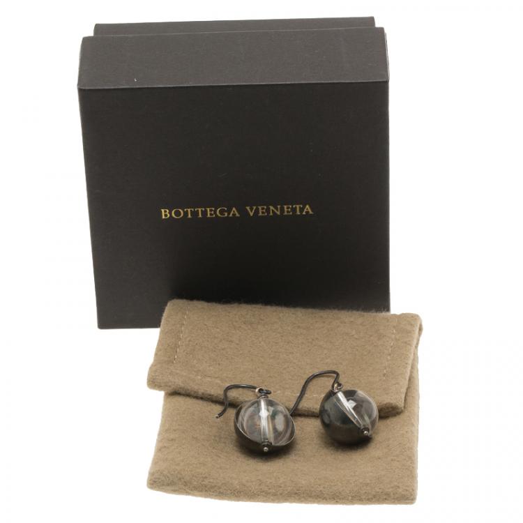 Pre Owned Bottega Veneta Clear Sphere Silver Earrings