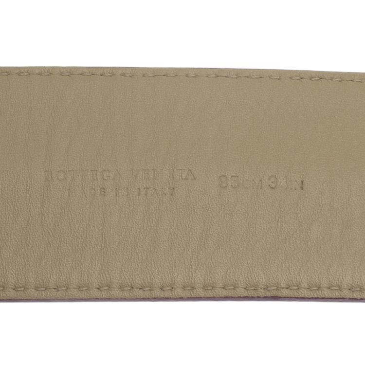 Pre Owned Bottega Veneta Purple Leather Chain Link Belt 85CM